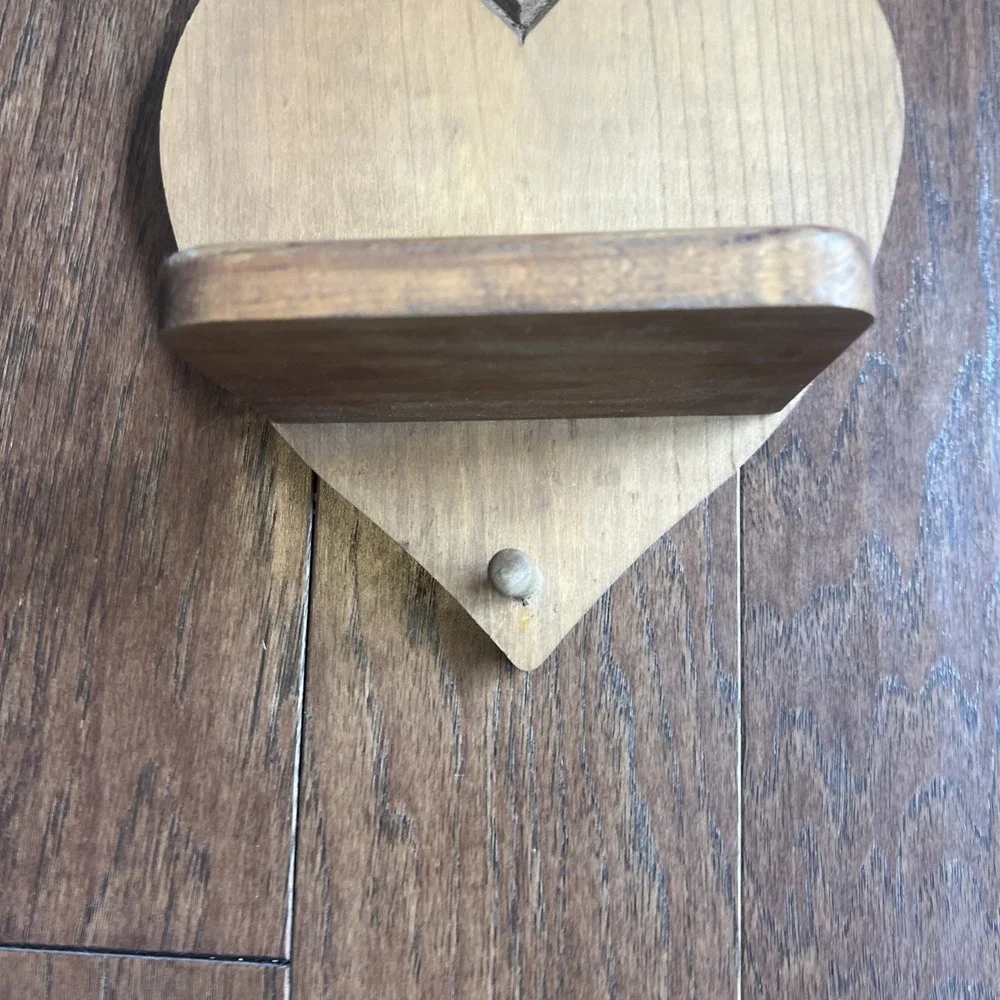 Vintage Wood Heart Shelf 3 Shelves 21